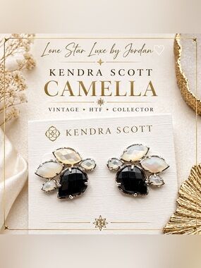 Kendra Scott Camella Vintage Statement Black Onyx & Ivory Shell Cluster Rare/HTF